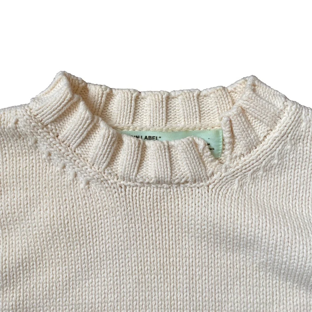 Off-White c/o Virgil Abloh Cream Knit Sweater Sz Small Logo Cuff 2013 Authentic - Picture 5 of 14